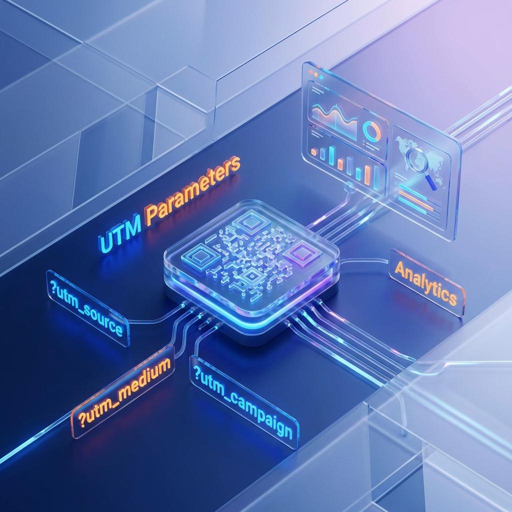 UTM Parameters concept with QR code and Analytics
