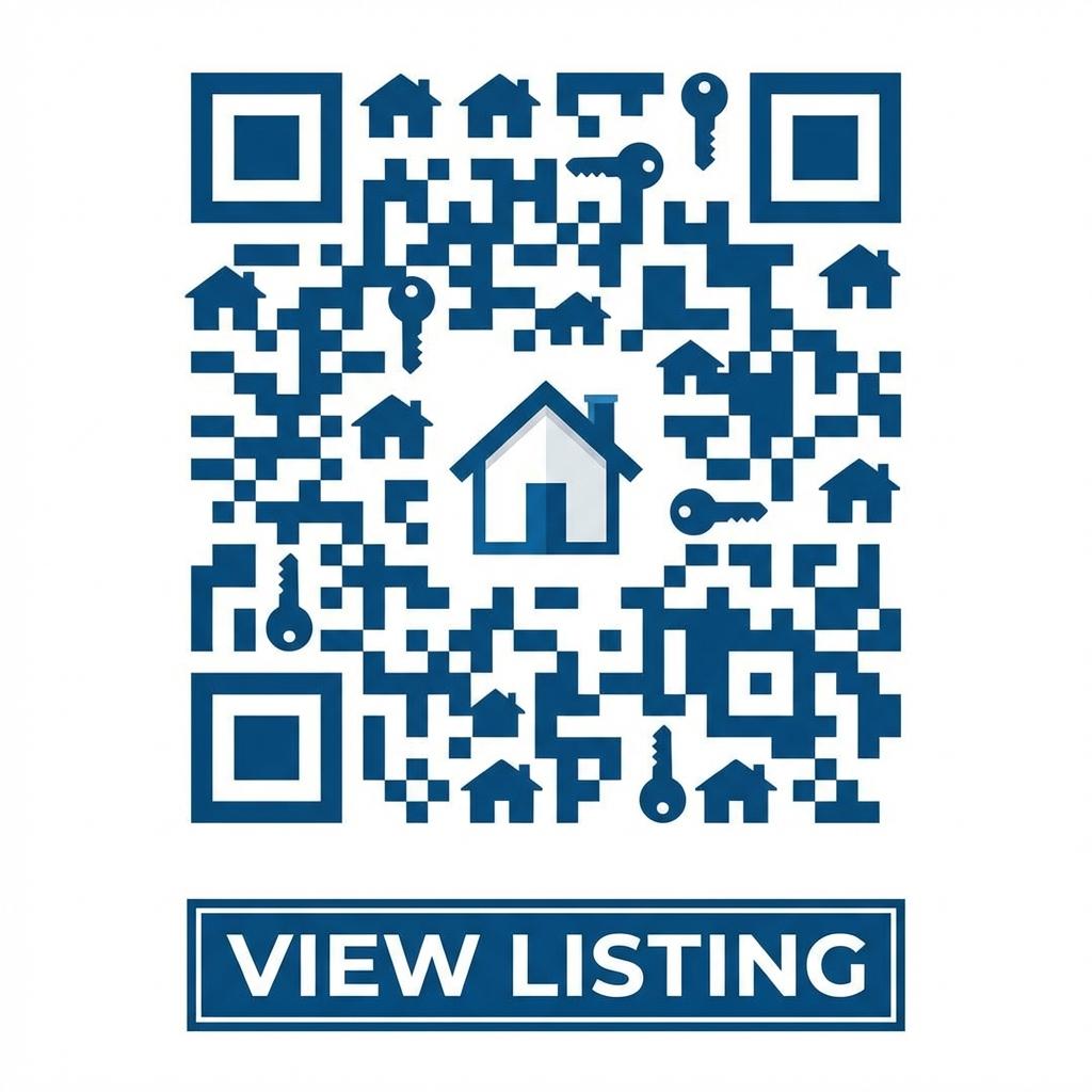 Real Estate - House icon, professional blue, "View Listing"