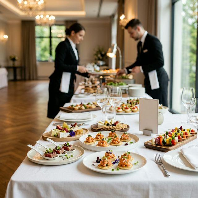 Catering Businesses QR code example showing a real-world workflow for business card qr linking to full catering portfolio.