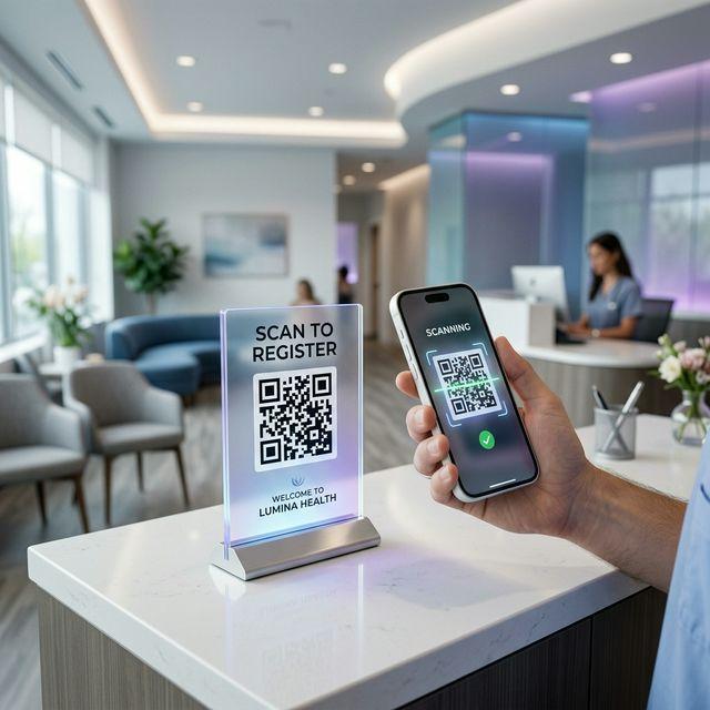Doctors & Dentists QR code example showing a real-world workflow for patient intake forms completed on smartphones.