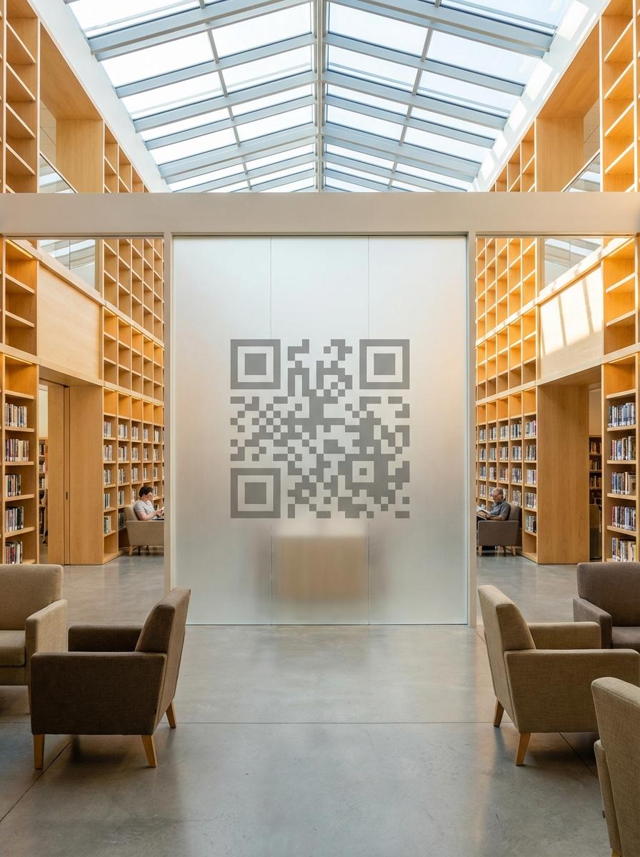 Public Libraries QR code example showing a real-world workflow for section catalog search qr at each genre area.