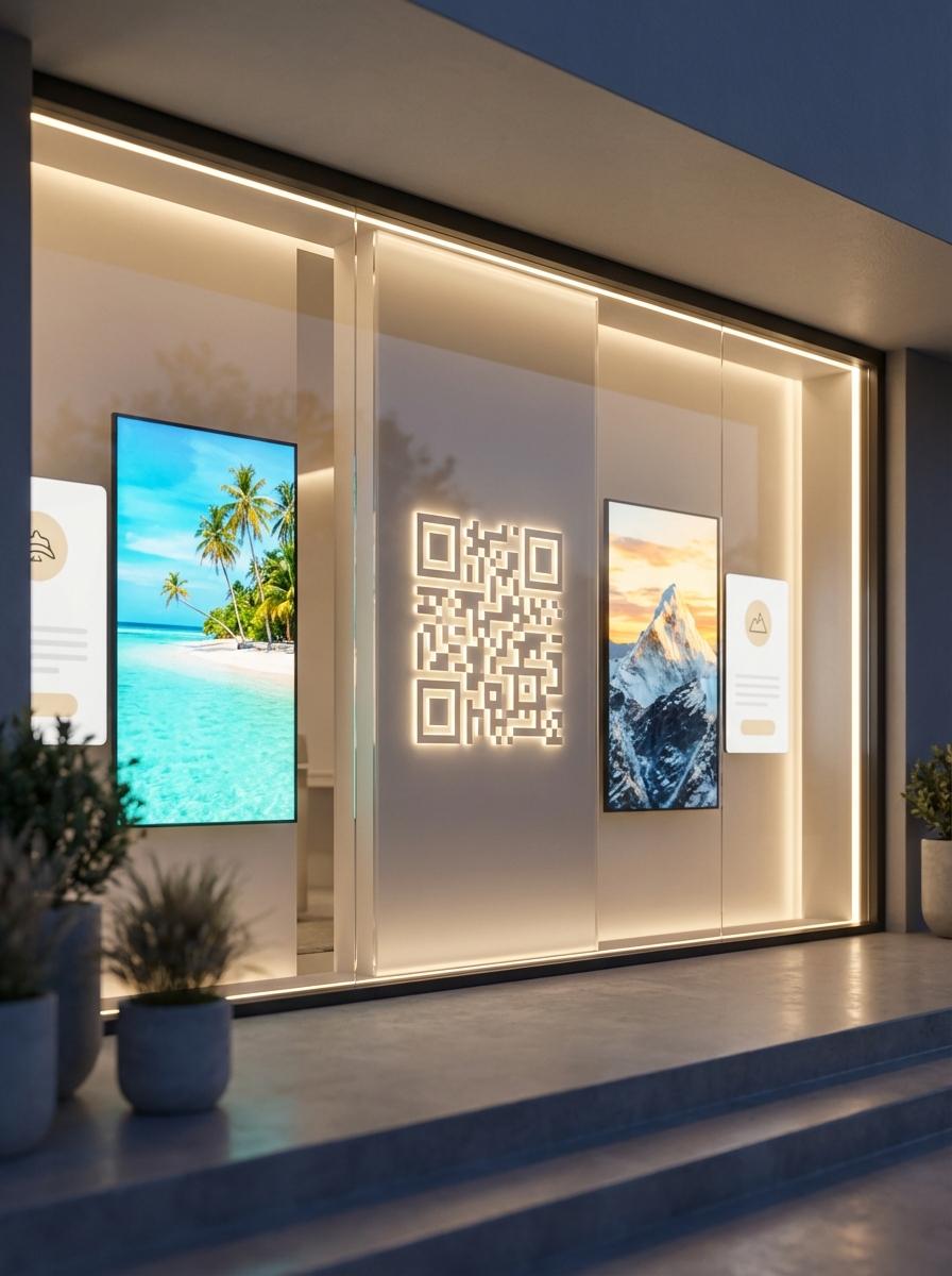 Travel Agencies QR code example showing a real-world workflow for destination package brochure with booking link.