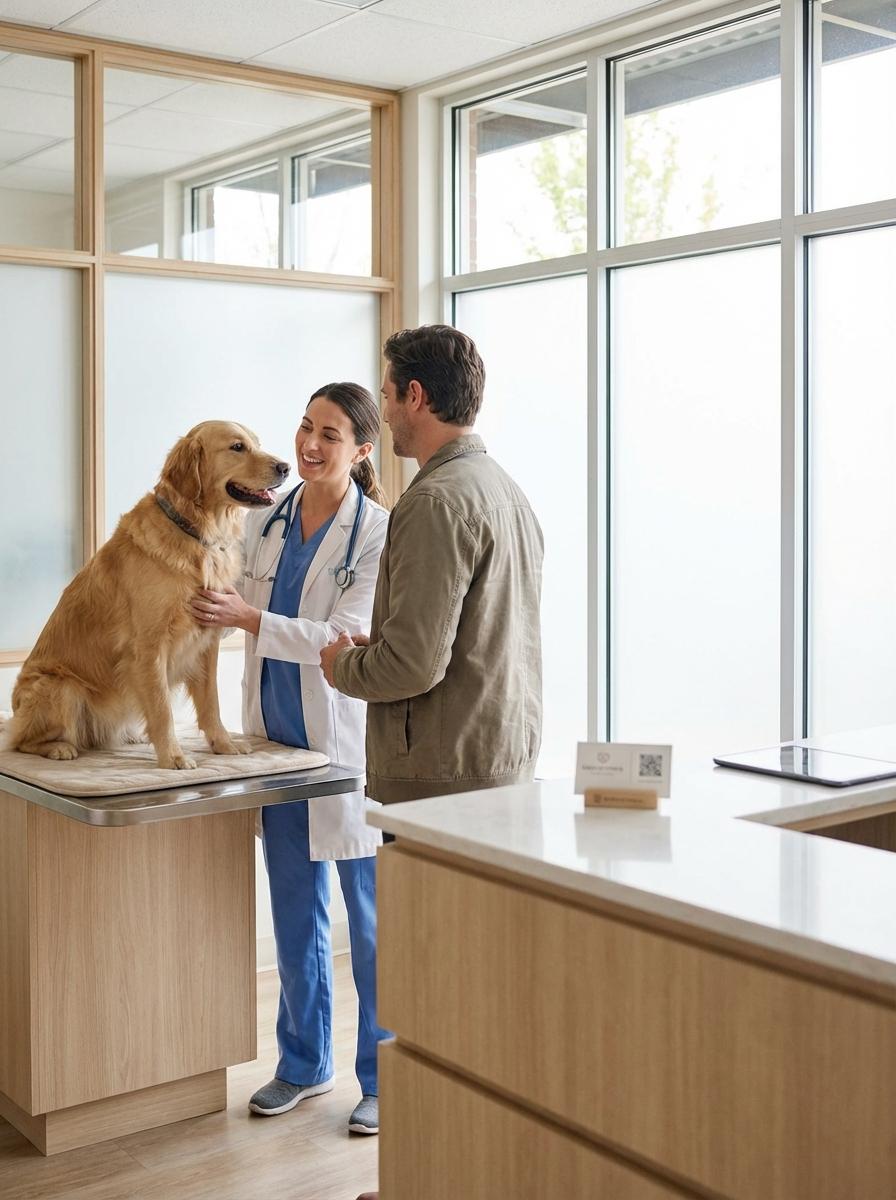 Veterinarians QR code example showing a real-world workflow for digital pet health and vaccination records.